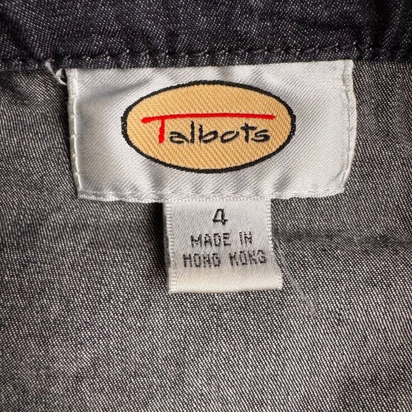 Vtg Talbots Denim Chore Coat Womens Size 4‎ Trench Jean Long Pocket Lightweight - Picture 5 of 8